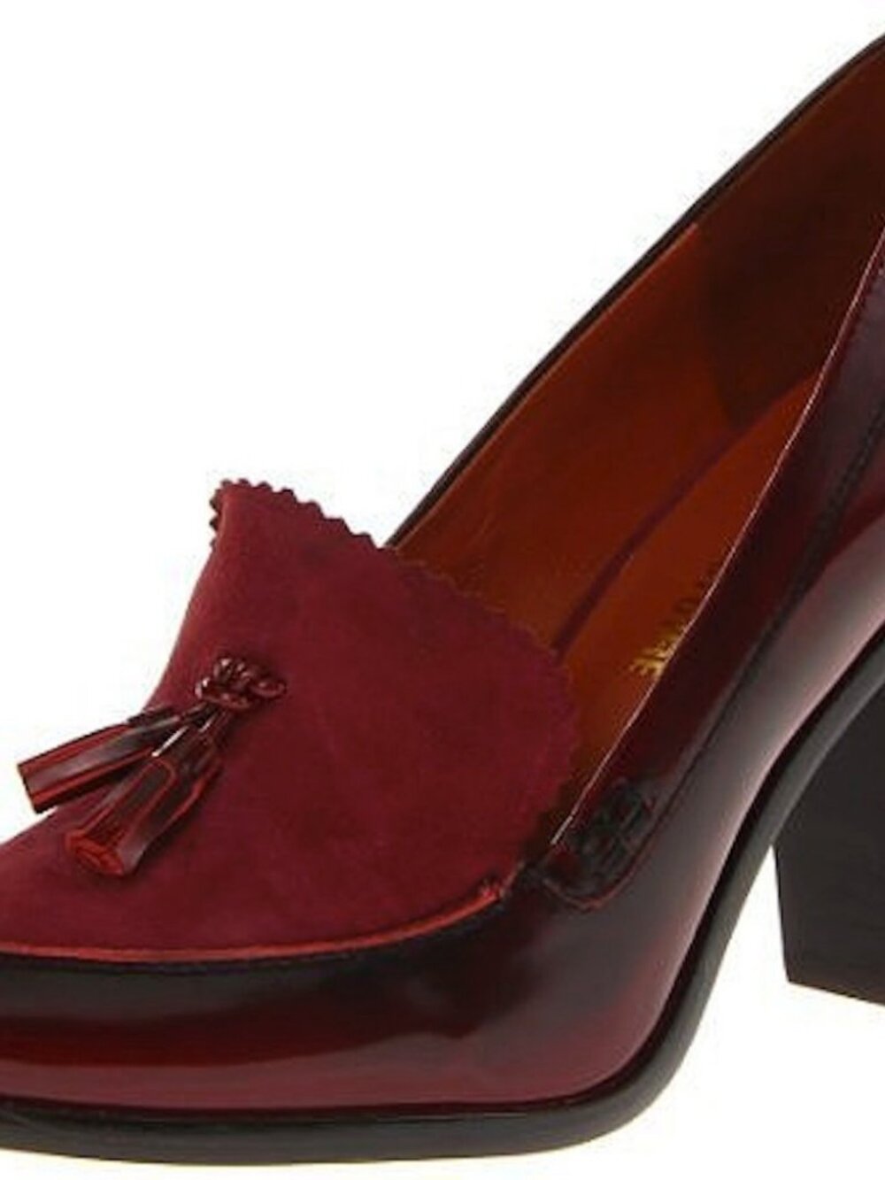 Pour La Victoire DRU Red Suede Patent Leather Loafer Pump